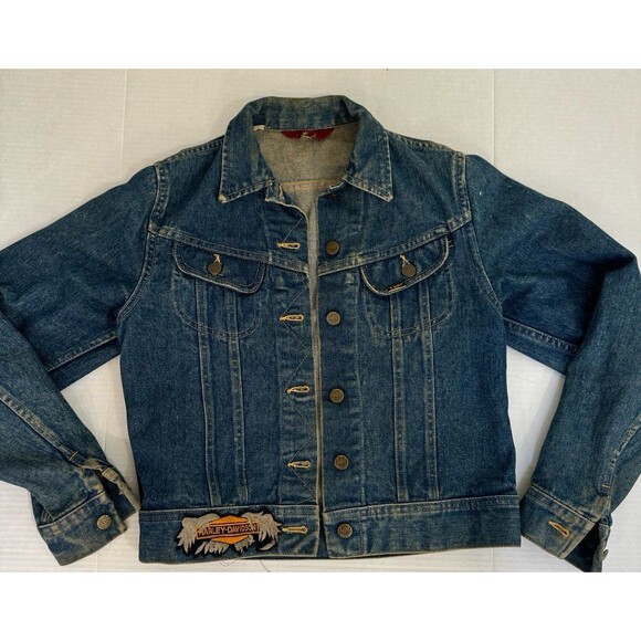 Vtg 70s LEE 101-J Denim Jacket Chore Work Riders Western Cowboy Blue Barn Sz 7/8 - Picture 1 of 9